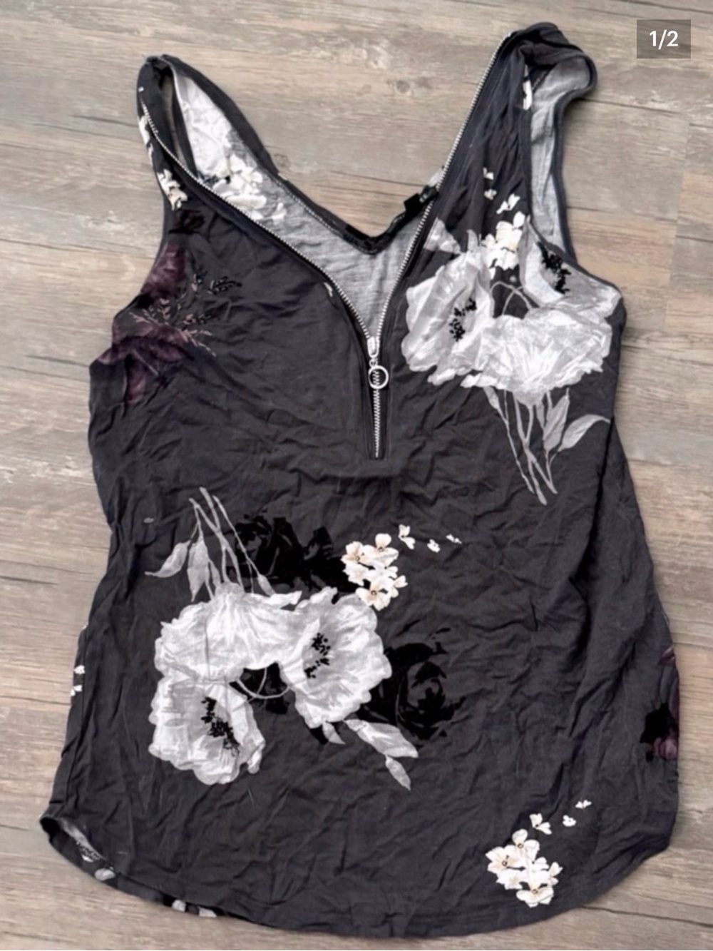 Dynamite Floral Zip-Front Draped Tank Top Size XS